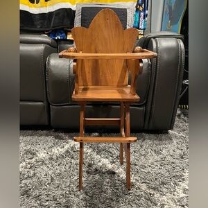 Antique Handmade Doll High Chair One Of A Kind Real Solid Wood